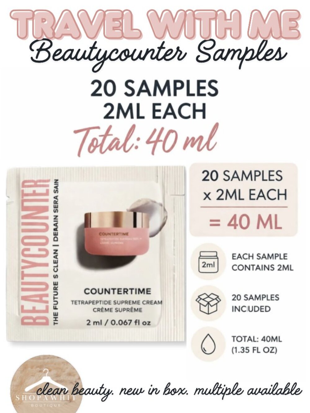 Beautycounter Countertime Tetrapeptide Supreme Cream Travel Samples 40 ML NEW